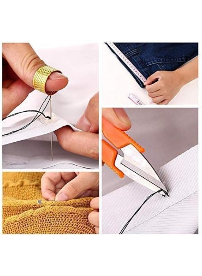 صندوق ادوات خياطة محمول بطبقة مزدوجة مع ابرة ملونة ودبوس مقص واكسسوارات الخياطة اليدوية - Image 3