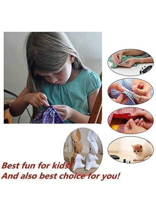 صندوق ادوات خياطة محمول بطبقة مزدوجة مع ابرة ملونة ودبوس مقص واكسسوارات الخياطة اليدوية - Image 5