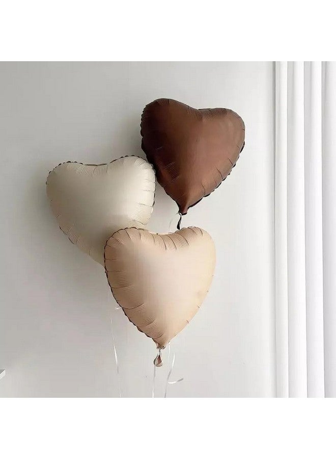Atpata Funky Boho Theme Foil Balloons - White Sand, Nude Cream, Tan Brown Caramel Shades - Stars and Hearts Shape - for Weddings, Birthdays, Baby Showers, and Party Decorations (9pcs, Hearts) - Image 4