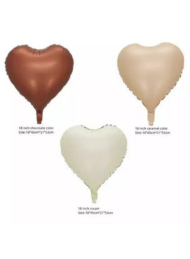 Atpata Funky Boho Theme Foil Balloons - White Sand, Nude Cream, Tan Brown Caramel Shades - Stars and Hearts Shape - for Weddings, Birthdays, Baby Showers, and Party Decorations (9pcs, Hearts) - Image 5