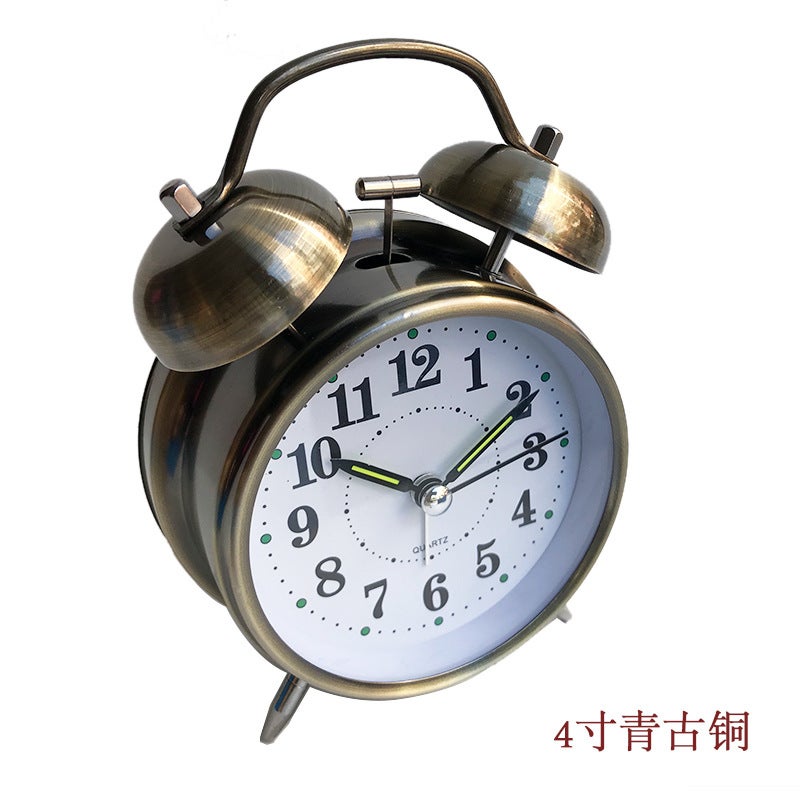 4 Inch Ancient Red Copper Ancient Red Copper Gold Silver Retro Style High-End Metal Bell Alarm Clock Silent Luminous Needle - Image 4