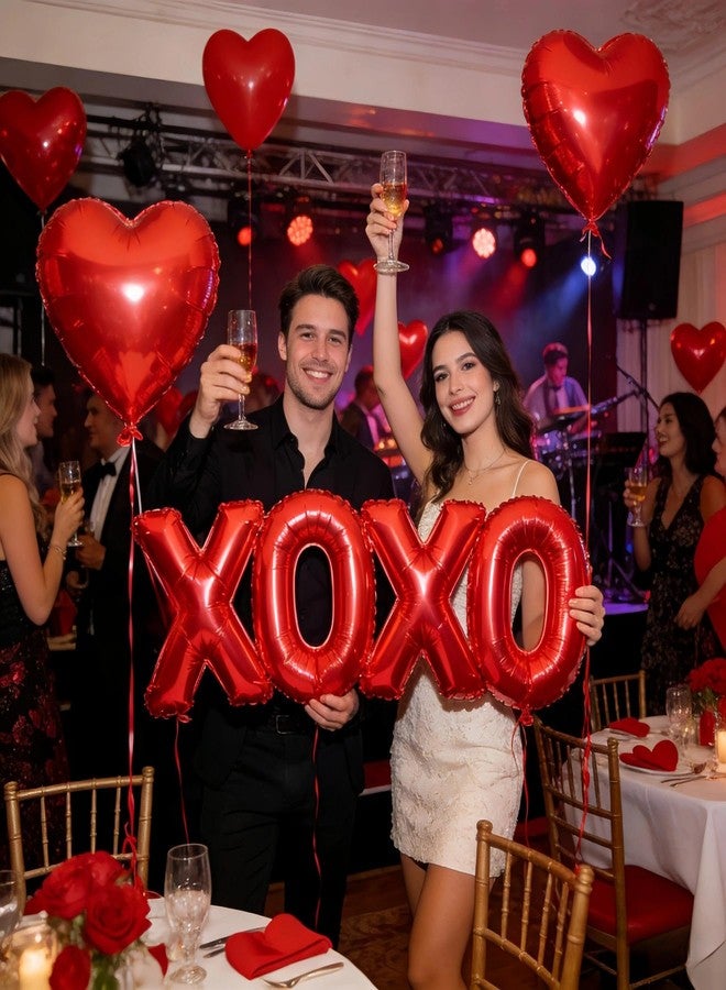 BBPOOL 6pcs Red XOXO Red Heart Balloons Valentine's DAY Balloons - Image 3