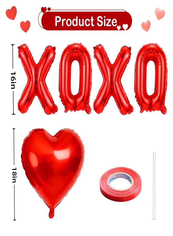 BBPOOL 6pcs Red XOXO Red Heart Balloons Valentine's DAY Balloons - Image 2