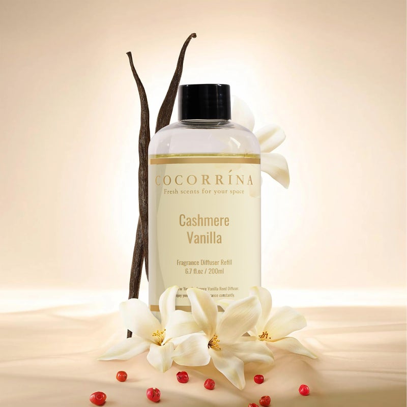 COCORRÃNA Reed Diffuser Refill - Cashmere Vanilla 6.7 Fl.oz Reed Diffuser Refill with 8 Sticks - Image 3