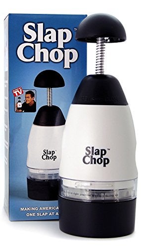 Slap Chop شواية سلاپ تشوب الأصلية مع شفرات من الفولاذ المقاوم للصدأ وفتح على شكل فراشة لسهولة التنظيف - أداة تقطيع الخضار، مفرمة صغيرة للسلطات - ملحقات المطبخ - Image 1