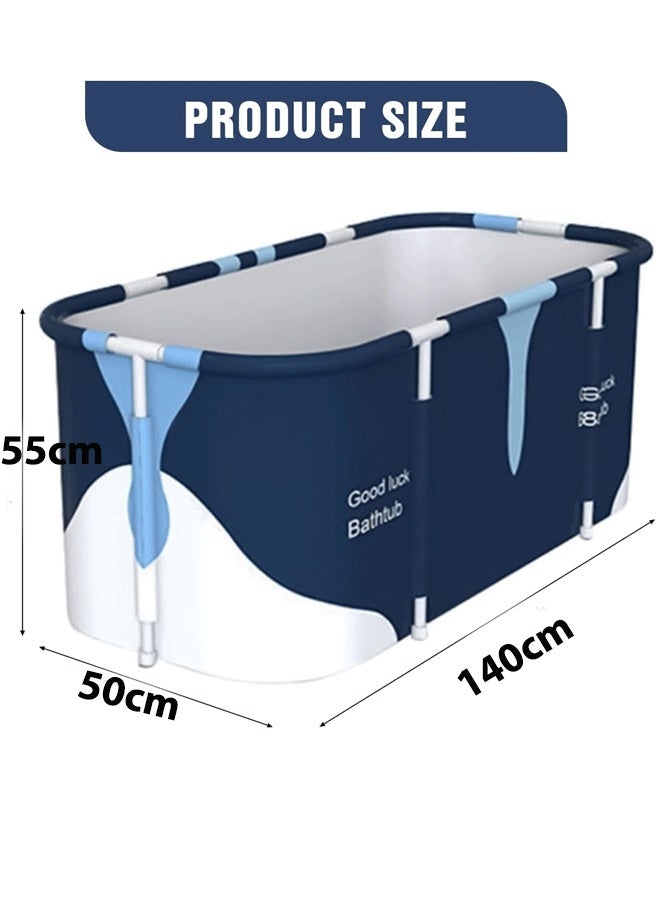 XiuWoo Portable Bathtub  Foldable Bathtub Waterproof Large Portable Foldable Layer Bathtub Hot SPA Tub for Shower Stall, Non-Inflatable Ice Folding Bathubs, Family Soaking Baths (Blue,140*50*55CM) - Image 2