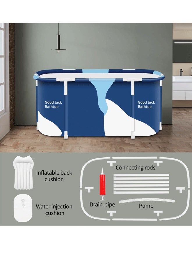 XiuWoo Portable Bathtub  Foldable Bathtub Waterproof Large Portable Foldable Layer Bathtub Hot SPA Tub for Shower Stall, Non-Inflatable Ice Folding Bathubs, Family Soaking Baths (Blue,140*50*55CM) - Image 3