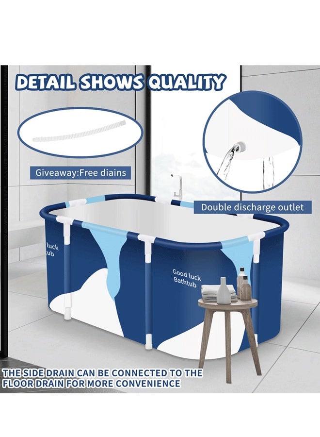 XiuWoo Portable Bathtub  Foldable Bathtub Waterproof Large Portable Foldable Layer Bathtub Hot SPA Tub for Shower Stall, Non-Inflatable Ice Folding Bathubs, Family Soaking Baths (Blue,140*50*55CM) - Image 5