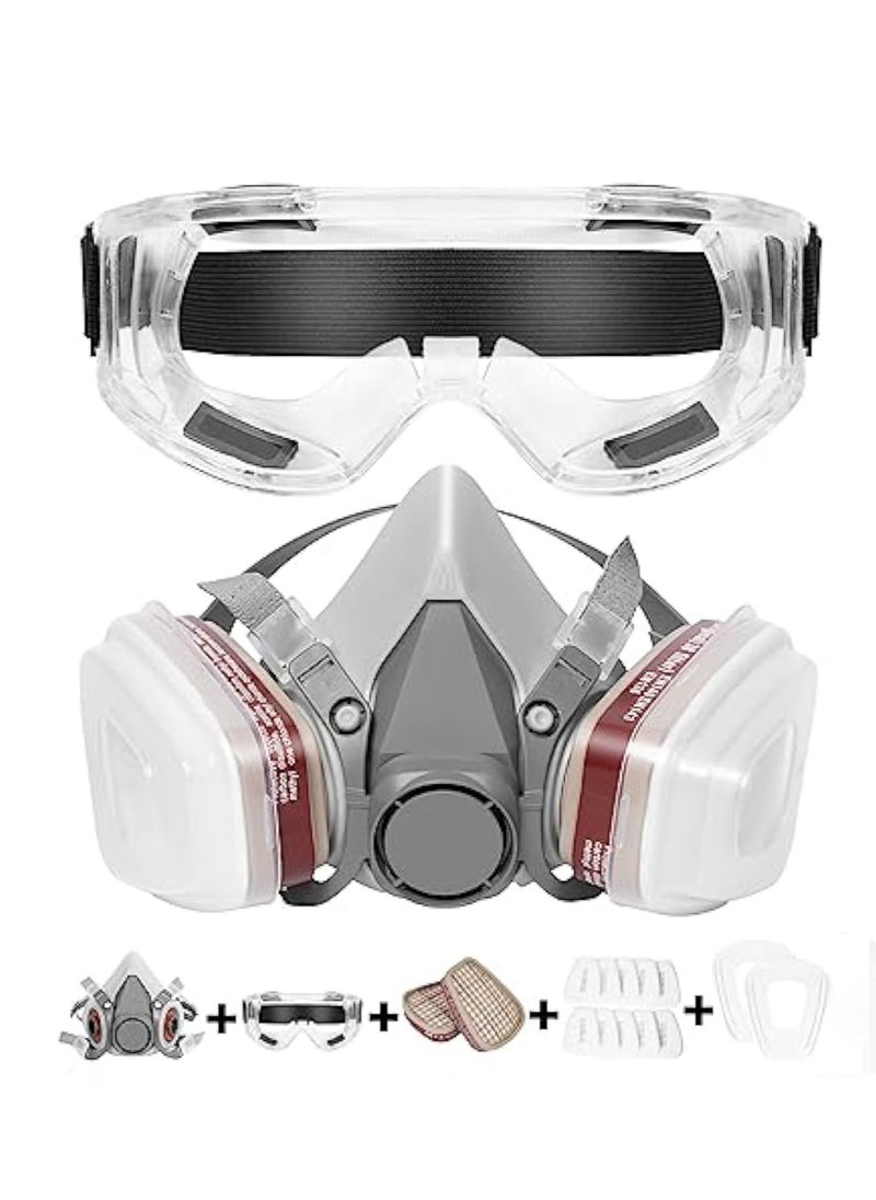 KASTWAVE Respirator Mask, Reusable Respirator, Half Face Cover Gas Mask, with Safety Glass, Professional Breathing Protection, for Painting, Organic Vapor, Welding, Polishing, Woodworking and Other Protection  - Image 1