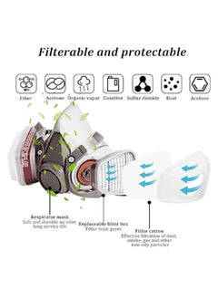 KASTWAVE Respirator Mask, Reusable Respirator, Half Face Cover Gas Mask, with Safety Glass, Professional Breathing Protection, for Painting, Organic Vapor, Welding, Polishing, Woodworking and Other Protection  - Image 2