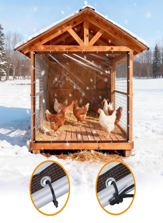 غطاء قن دجاج DLronwey لفصل الشتاء، غطاء قن دجاج بمقاس 6.6 × 13 قدمًا مع حبال مطاطية، عازل مقاوم للماء والرياح لفصل الشتاء، مناسب لشرفة أو فناء أو حظيرة دواجن. - Image 4