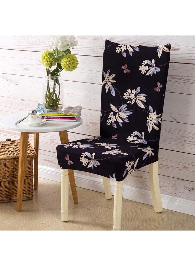 Styleys Chair Cover Floral Washable Elastic Decorations Chair Covers Set of 4 Slipcovers (Black Flower, SD31, Set of 4) - Image 2