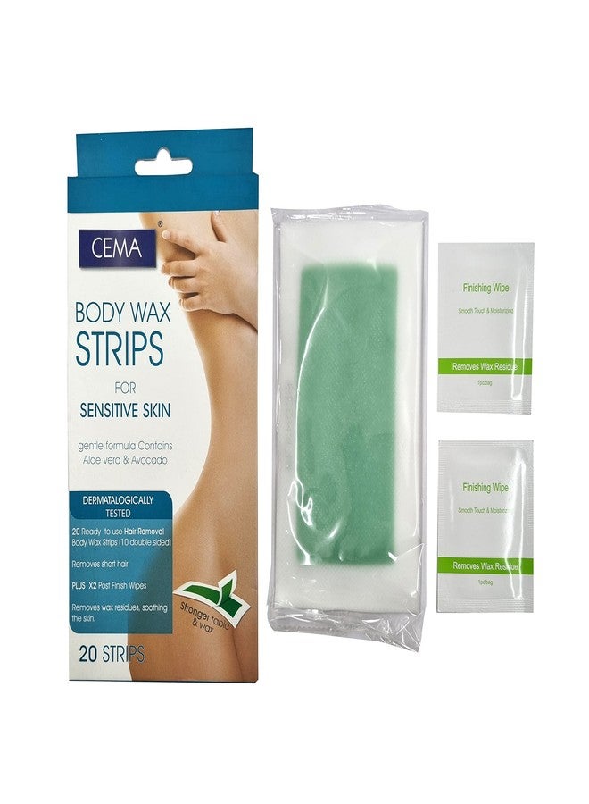 CEMA Body Wax Strips for Sensitive Skin, 20 Double-Sided Strips with Aloe Vera and Avocado, Dermatologically Tested - Image 2