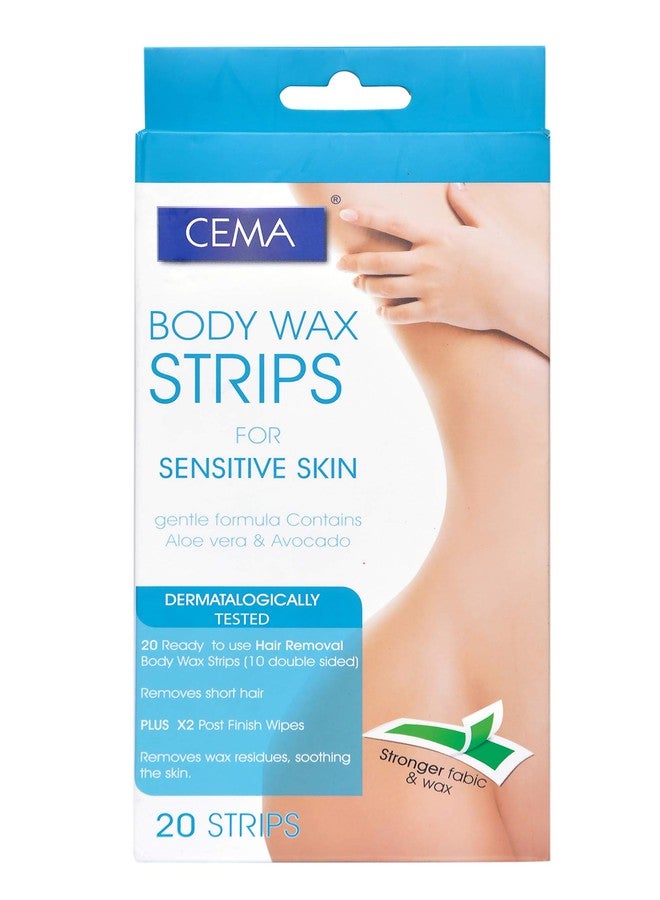 CEMA Body Wax Strips for Sensitive Skin, 20 Double-Sided Strips with Aloe Vera and Avocado, Dermatologically Tested - Image 1