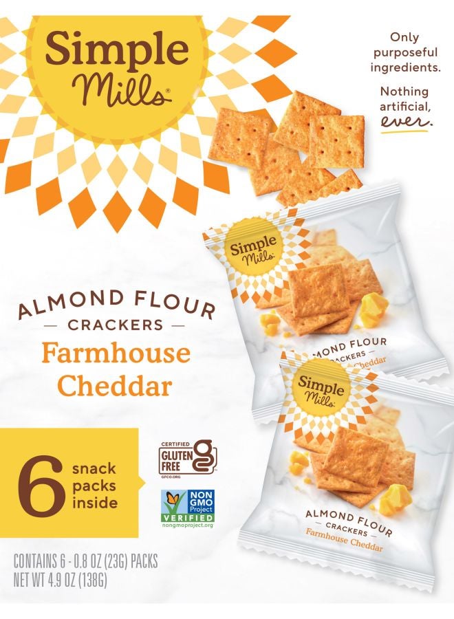 Almond Flour Crackers Farmhouse Cheddar 6 Packs 0.8 oz (23 g) Each