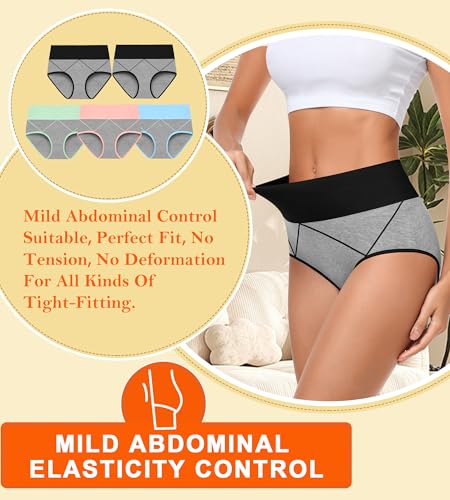 MISSWHO Womens For Underwear Full Coverage Cotton Panties Soft Comfortable For Stretch Briefs Breathable Ladies 5 Pack XXX-Large - Image 3