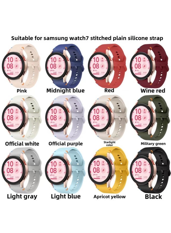 For Samsung Watch7 WatchFE Watch6 Watch5 Elbow Stitch Plain Replacement Strap-Color:Wine Red-Specifications:20MM