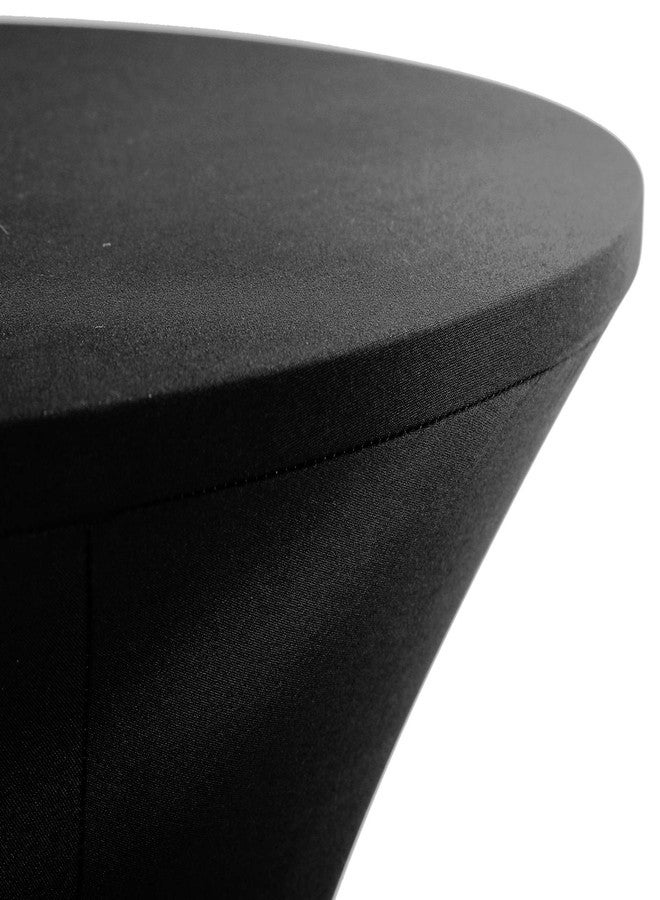 Fhberni 2 Pack 32x43 Inch Black Cocktail Tablecloth Round Fitted Stretch Spandex Table Cover for Party Wedding Bars - Image 2