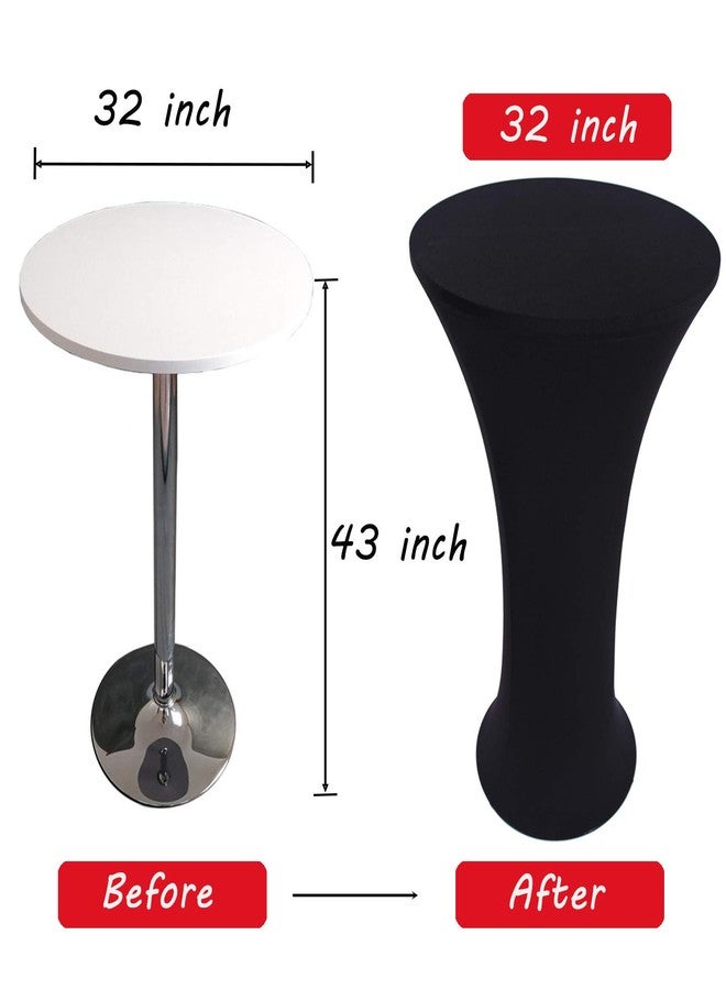 Fhberni 2 Pack 32x43 Inch Black Cocktail Tablecloth Round Fitted Stretch Spandex Table Cover for Party Wedding Bars - Image 4