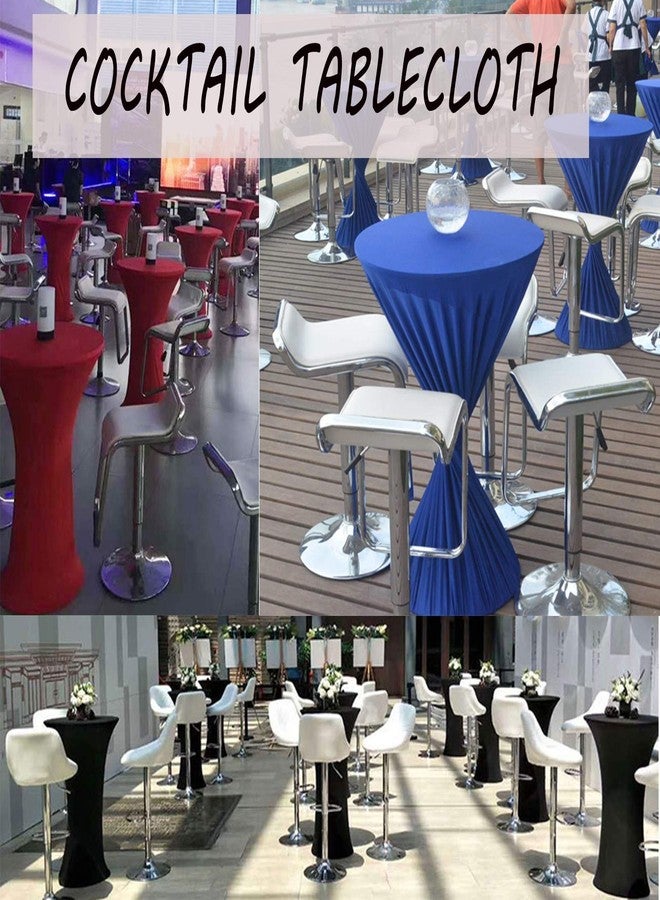 Fhberni 2 Pack 32x43 Inch Black Cocktail Tablecloth Round Fitted Stretch Spandex Table Cover for Party Wedding Bars - Image 5
