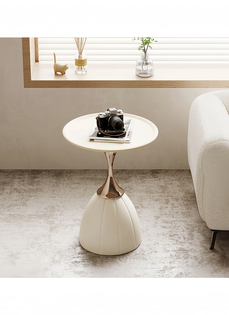 GGEROU Tray End Table, Nordic Lotus Coffee Table Living Room Sofa Side Table Bedroom Bedside Table Cream White  - Image 1