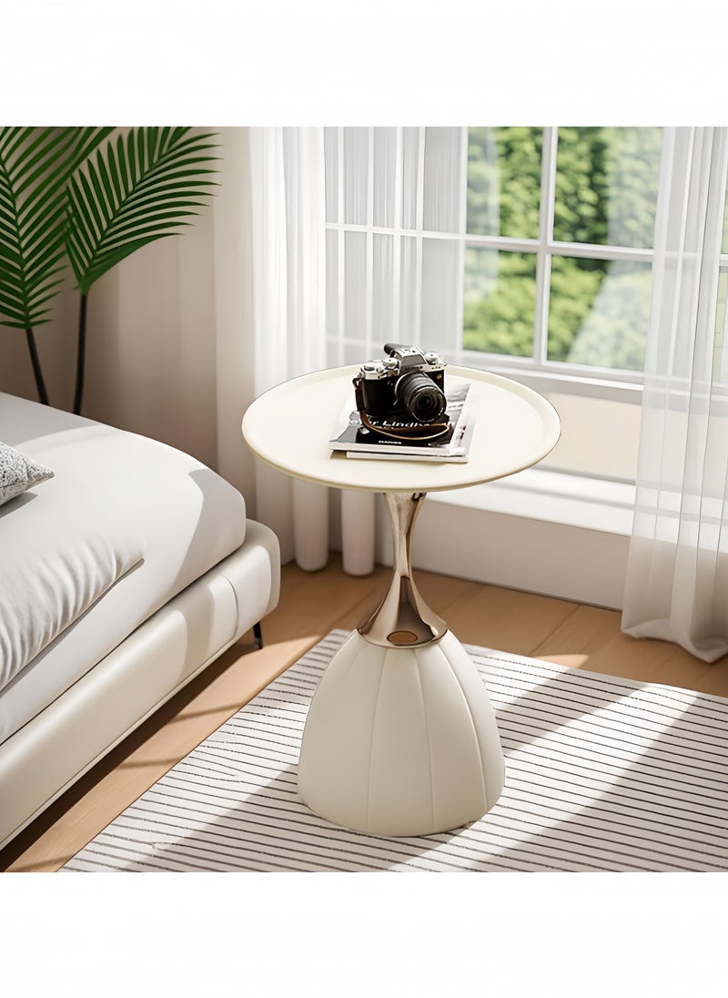 GGEROU Tray End Table, Nordic Lotus Coffee Table Living Room Sofa Side Table Bedroom Bedside Table Cream White  - Image 4