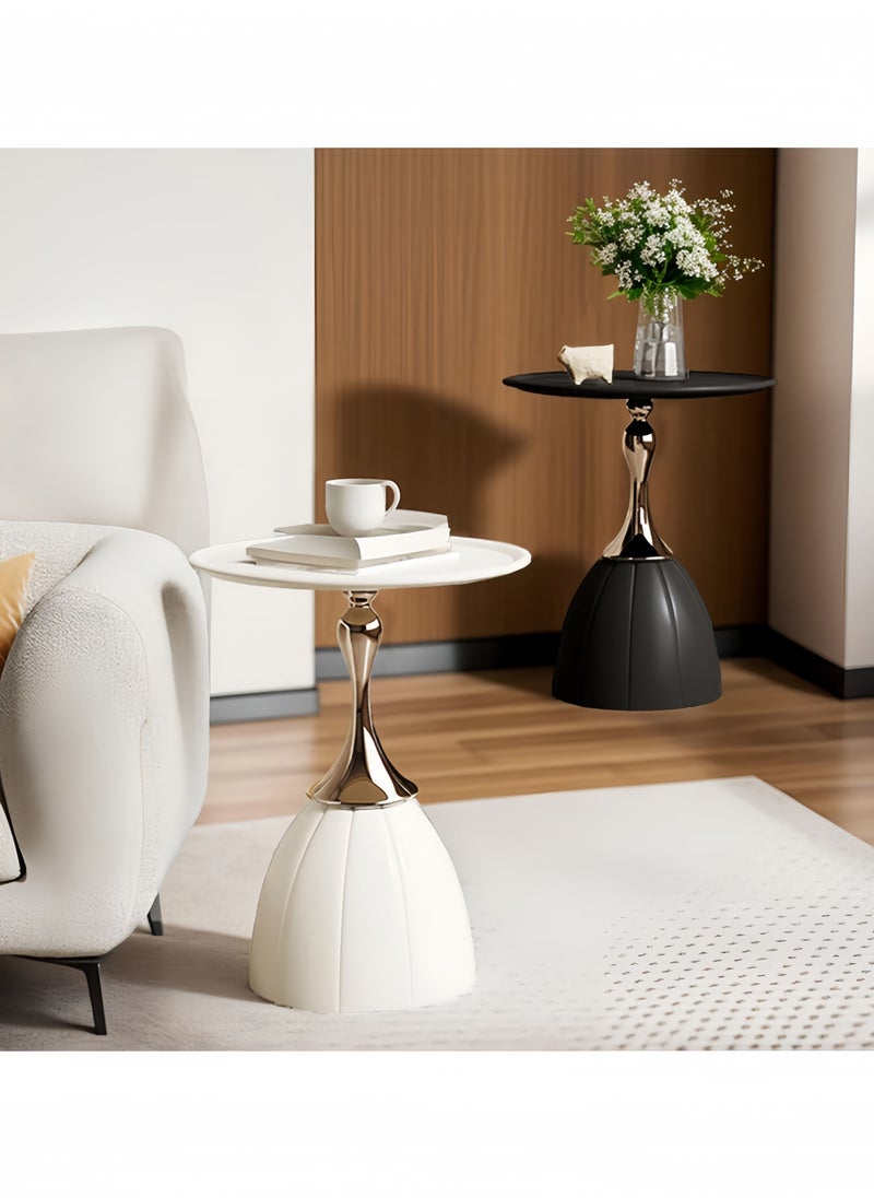 GGEROU Tray End Table, Nordic Lotus Coffee Table Living Room Sofa Side Table Bedroom Bedside Table Cream White  - Image 5