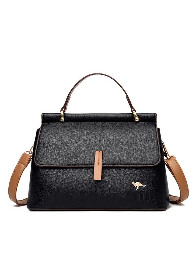 Texture Shoulder Crossbody Bag Fashion Elegant Exquisite Multi-pocket Charm High-Quality Fabric Large Capacity Handbag for Women/Mother/Girl Friend Gift Black