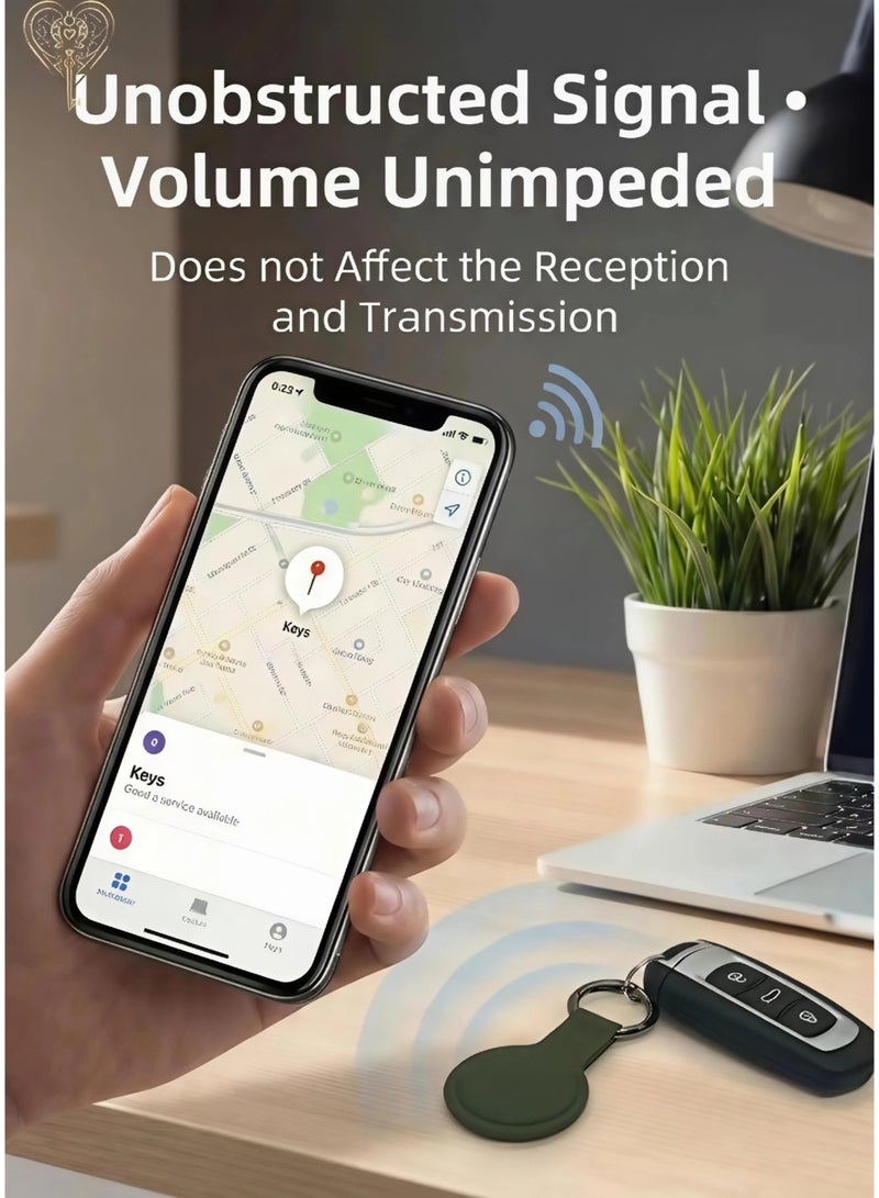 كيامور حامل ايرتغ4 عبوات من حافظة بطاقات الهواء الواقية المقاومة للماء من السيليكون لسلسلة مفاتيح Apple Airtags وحلقة مفاتيح مضادة للفقدان وحامل تعقب AirTag وغطاء مضاد للخدش وإكسسوارات نظام تحديد المواقع العالمي (GPS) تأتي في علبة هدايا فاخرة لتكون الخيار المثالي كهدية - Image 5