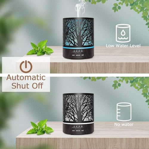 Naturalis Aroma Diffuser for Home Electric Use – Electric Diffuser & Ultrasonic Humidifier, Metal Body, 300ML Tank, Free 5 Natural Essential Oils, 4 Timer Settings, 2 Mist Modes, 7-Color LED Lights - Image 3