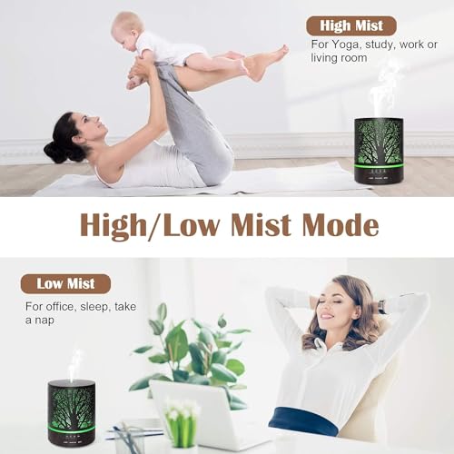 Naturalis Aroma Diffuser for Home Electric Use – Electric Diffuser & Ultrasonic Humidifier, Metal Body, 300ML Tank, Free 5 Natural Essential Oils, 4 Timer Settings, 2 Mist Modes, 7-Color LED Lights - Image 2