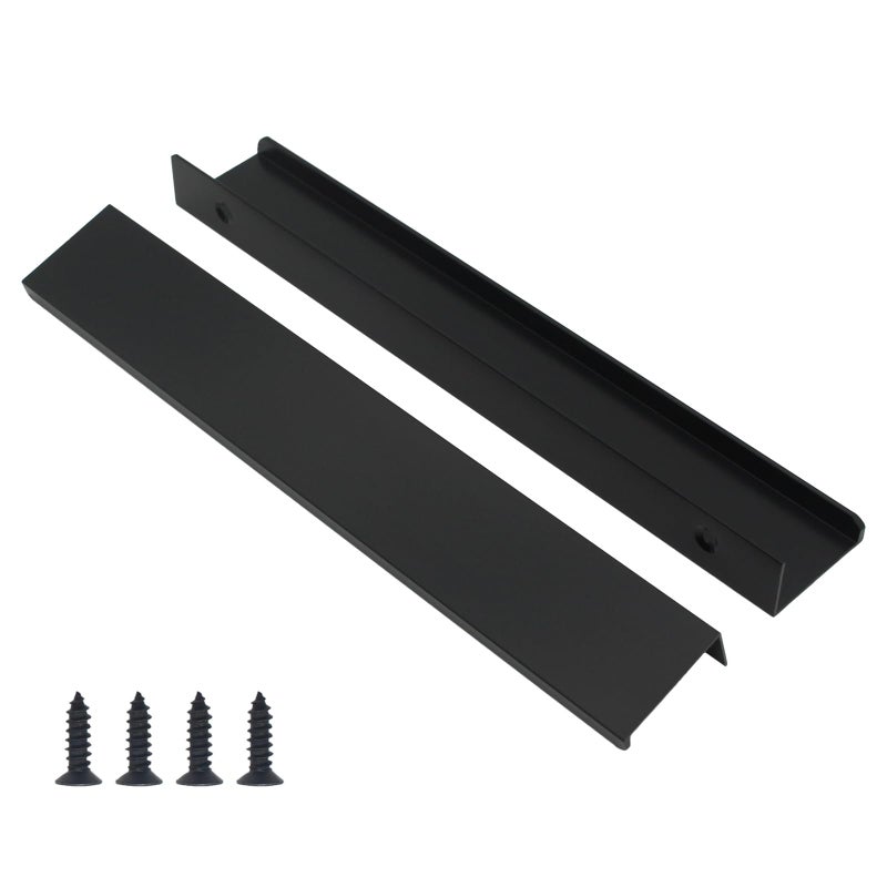 Hanihua 10 Pack Black Finger Pulls For Cabinets 160Mm/6.3Inch Hole Centers, Modern Edge Pulls Kitchen Cabinet Handles Drawer Tabs Pull Hardware Aluminum - Image 1