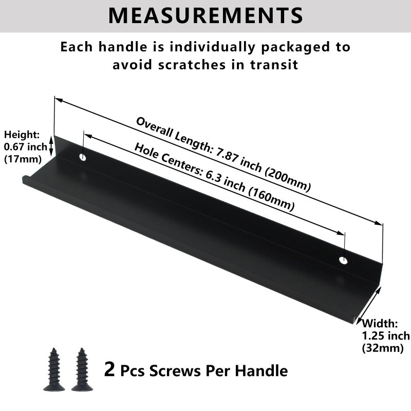 Hanihua 10 Pack Black Finger Pulls For Cabinets 160Mm/6.3Inch Hole Centers, Modern Edge Pulls Kitchen Cabinet Handles Drawer Tabs Pull Hardware Aluminum - Image 2
