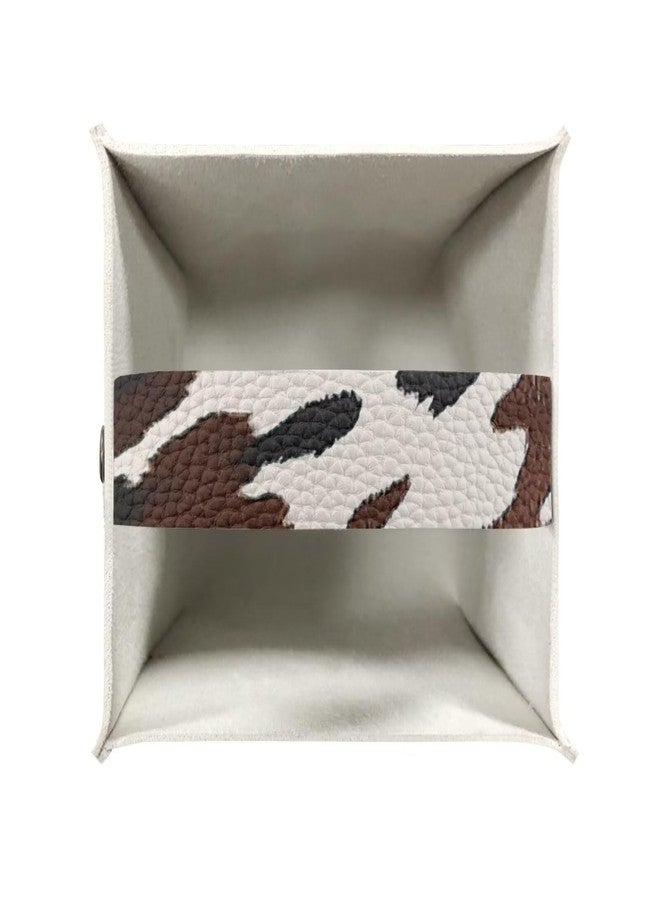 Pzuqiu Cowhide Print Tissue Box Cover Modern Square Tissue Box Organizer Decorative PU Leather Facial Paper Holder for Bathroom Vanity Countertop Bedroom Dresser Office Desk - Image 4