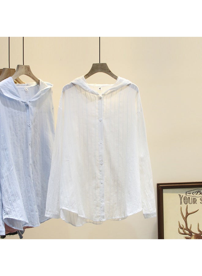Summer New Korean Version Of 200kg Thin Jacquard Hooded Sunscreen Shirt Plus Size Women's Fashion 2472