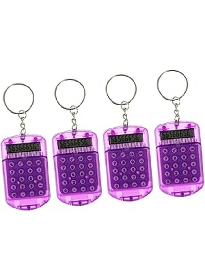 4pcs LCD Scientific Mini Calculator Key Ring Portable Students Shape Compact Design - Image 1