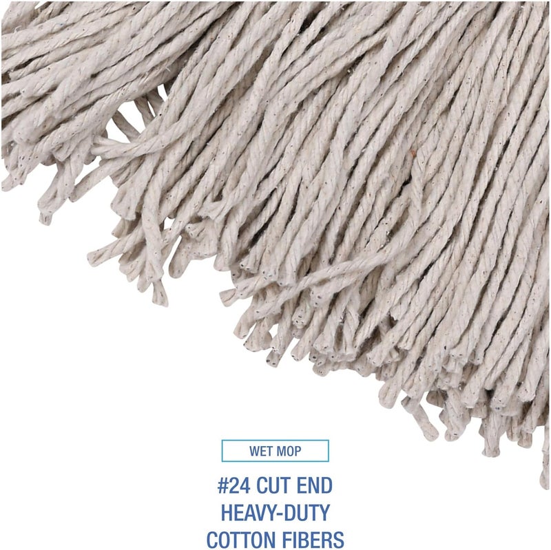 boardwalk مجموعة ممسحة قطنية بورد ووك BWK5324C 24 رأس قطن طبيعي 60 مقبض معدني بلاستيكي أصفر - Image 4
