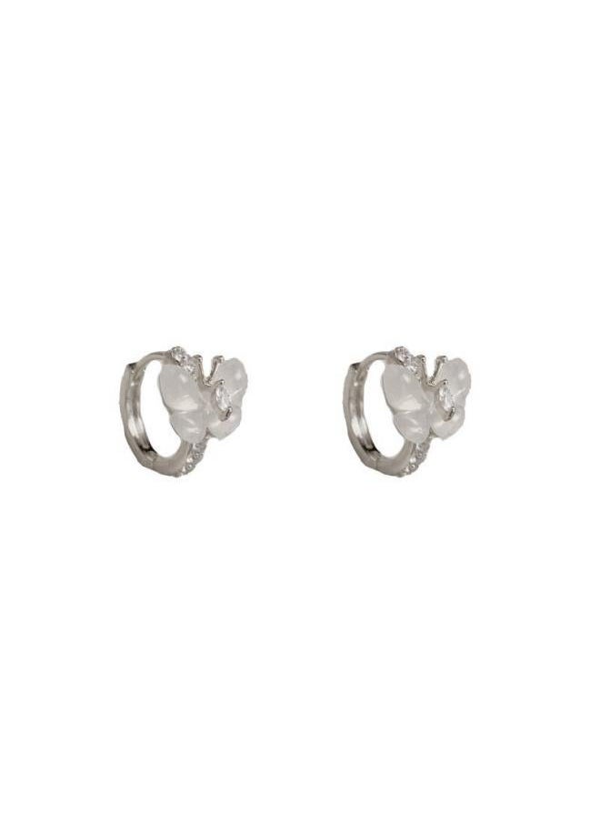 NIBEMINENT - Korean Fashion Light Luxury High Sense Zircon Butterfly Ear Buckle Niche Design All-match Temperament Small Earrings - Image 1