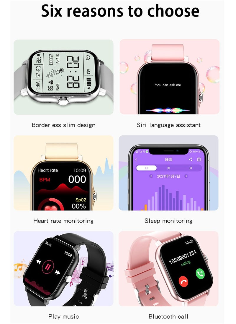 Generic Smart Watch 1.7 Inches HD Full Touch Screen With Waterproof Bluetooth Calling With Heart Rate Monitor Sport Digital Smartwatch For Women Men Fitness Tracker Sleep Monitor Pedometer  - Image 2