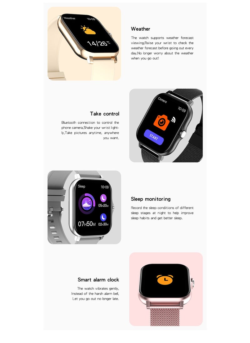 Generic Smart Watch 1.7 Inches HD Full Touch Screen With Waterproof Bluetooth Calling With Heart Rate Monitor Sport Digital Smartwatch For Women Men Fitness Tracker Sleep Monitor Pedometer  - Image 5