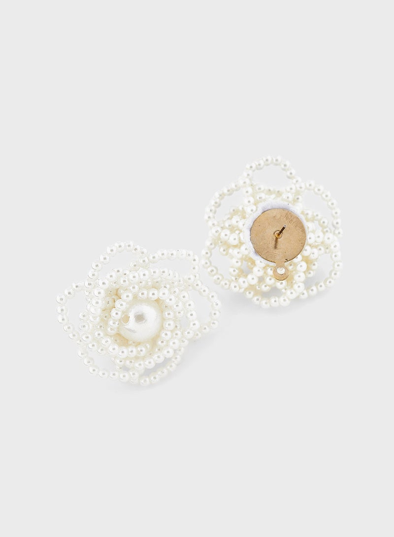 ELLA Floral Pearl Stud Earrings - Image 2