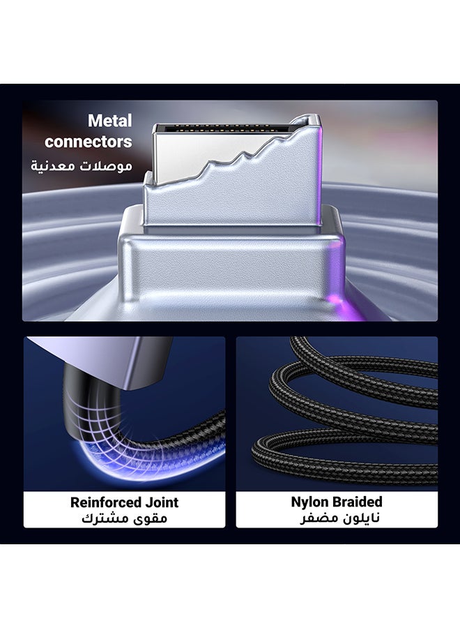 يو جرين كيبل منفذ عرض الترا اتش دي 16K 2.0 2  متر، DP 2.0 80Gbps، 16K@60Hz،8K@120Hz،4K@240Hz/144Hz/165Hz للالعاب، كيبل DP مضفر HDR، ARC، G-Sync، حر مزامنة لشاشة الالعاب والكمبيوتر وبطاقة الرسومات، DP 16K 2 متر أسود - Image 2