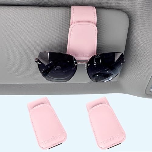 TILDOSAC Magnetic Sunglass Holder for Car Visor,Leather Glasses Holder,Vehicle Accessories Sunglasses Visor Clip for Truck 2 Pack - Image 1