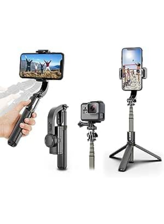 CAZADORA Selfie Stick Gimbal Stabilizer Model 3 — Professional Portable Aluminum Alloy Selfie Stick u0026 3-Axis Gimbal for Smartphones | Rotation Tripod + Foldable Portable Phone Holder | Smooth Handheld Stabilization for TikTok, Vlog, YouTube, Instagram Reels, Live Streams, Travel u0026 Content Creation | Lightweight 213g, Compact 20 cm Folded Length — 360° Rotation, Auto-Leveling, Quick Mount, Flexible Angle Adjustment, One-Tap Start, Stable Video u0026 Blur-Free Photos, Compatible with Most Smartphones, Black Finish, Durable Aluminum Alloy Build, Easy USB Charging u0026 Smart Controls — Ideal Gift for Creators u0026 Influencers - Image 1