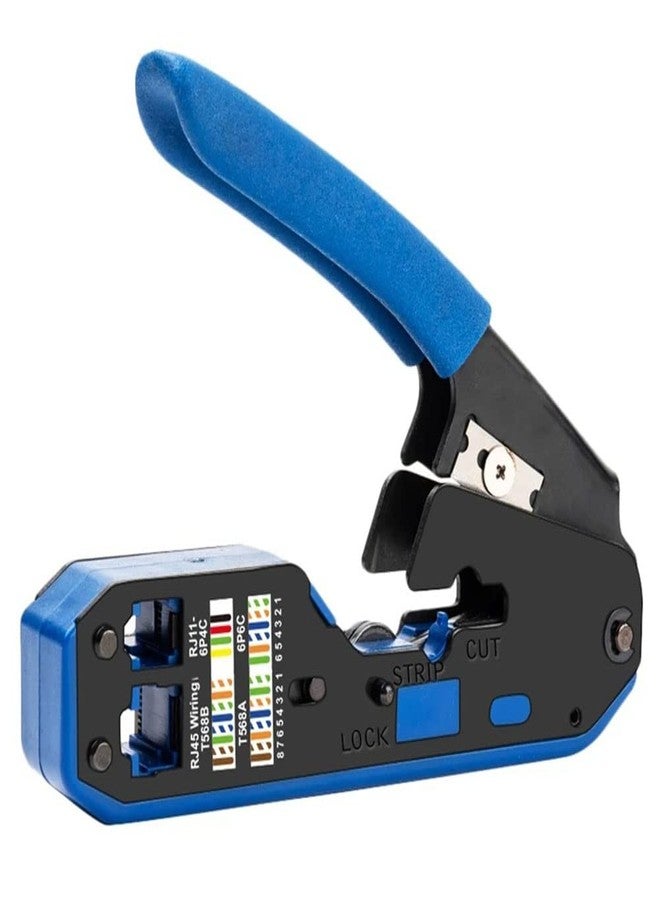 LSLANSOON RJ45 Crimp Tool Kit, CAT5 CAT5e CAT6 Ethernet Crimper Modular Data Cable Stripper Cutter for Standard RJ11/RJ12 and RJ45 Connectors (Crimper Only) - Image 1