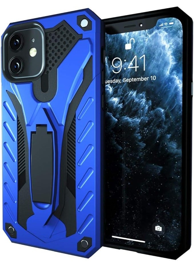 Bills iPhone 12 Premium Armor Case Built-In Kickstand - Military-Grade Shockproof Protective Cover with Reinforced Corners (Blue)  - Image 4