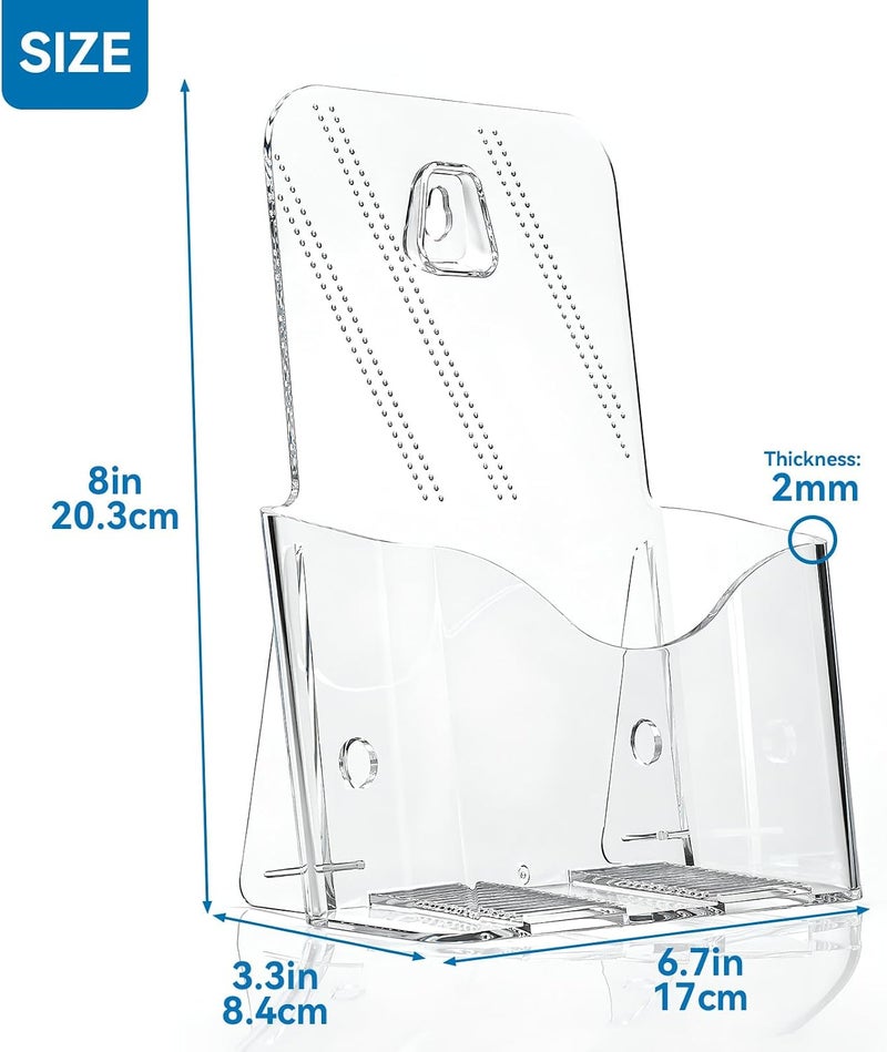 Argvey Acrylic Brochure Holder 6 x 8 inch, Plastic 6 Inches Wide Pamphlet Holder Wall Mount/Countertop Organizer for Display Flyer, Booklet, Document, Literature (4 Pack) - Image 2