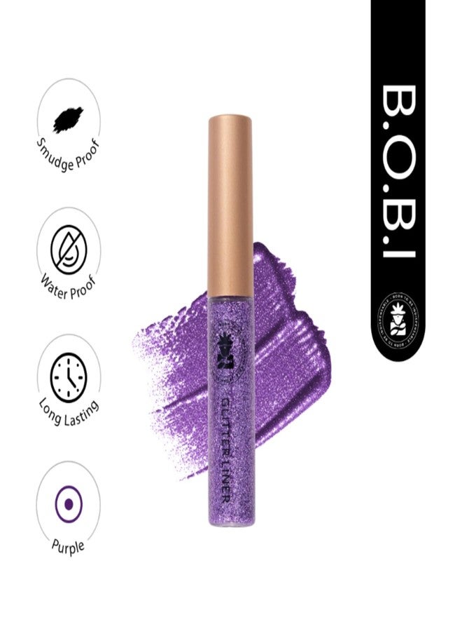Bobi Glitter Gel Eyeliner Pigmented Liquid, Long Lasting, Waterproof, Smudge Proof, Quick Dry Formula Metallic Vegan Cruelty-Free Eye Liner 10g- Purple - Image 3