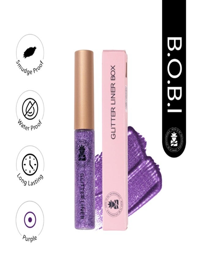 Bobi Glitter Gel Eyeliner Pigmented Liquid, Long Lasting, Waterproof, Smudge Proof, Quick Dry Formula Metallic Vegan Cruelty-Free Eye Liner 10g- Purple - Image 2