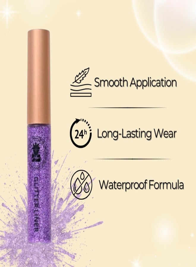 Bobi Glitter Gel Eyeliner Pigmented Liquid, Long Lasting, Waterproof, Smudge Proof, Quick Dry Formula Metallic Vegan Cruelty-Free Eye Liner 10g- Purple - Image 5
